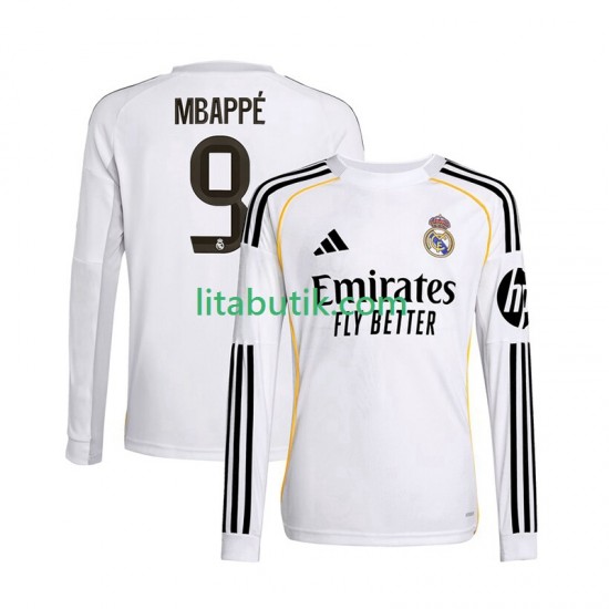 Real Madrid Mbappé Kylian 9 Män Hemma Fotbollströja 2025-2026 Långärmad