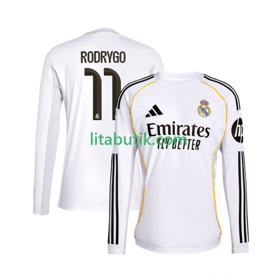 Real Madrid Rodrygo 11 Män Hemma Fotbollströja 2025-2026 Långärmad