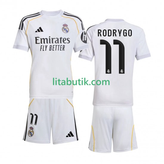 Real Madrid Rodrygo 11 Barn Hemma Fotbollströja 2025-2026 Kortärmad