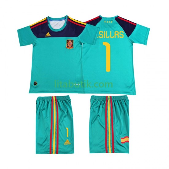 Spanien Casillas 1 Retro Barn Hemma Fotbollströja 2010 Kortärmad