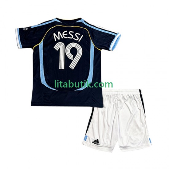 Argentina Lionel Messi 19 Retro Barn Borta Fotbollströja 2006 Kortärmad
