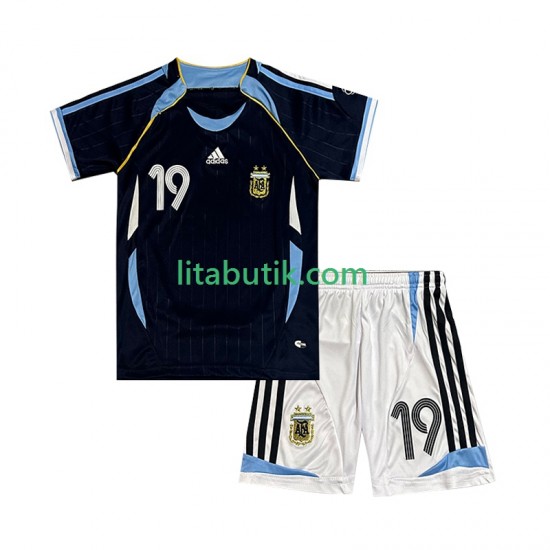 Argentina Lionel Messi 19 Retro Barn Borta Fotbollströja 2006 Kortärmad