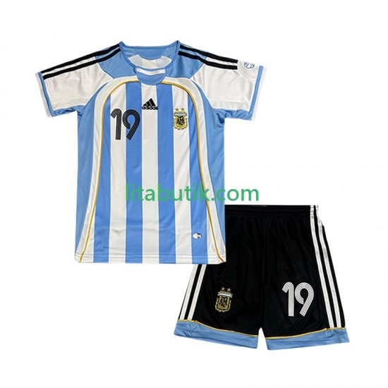 Argentina Lionel Messi 19 Retro Barn Hemma Fotbollströja 2006 Kortärmad