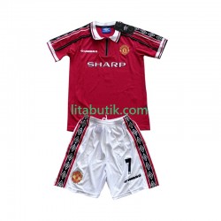 Manchester United Beckham 7 Retro Barn Hemma Fotbollströja 1998 1999 Kortärmad