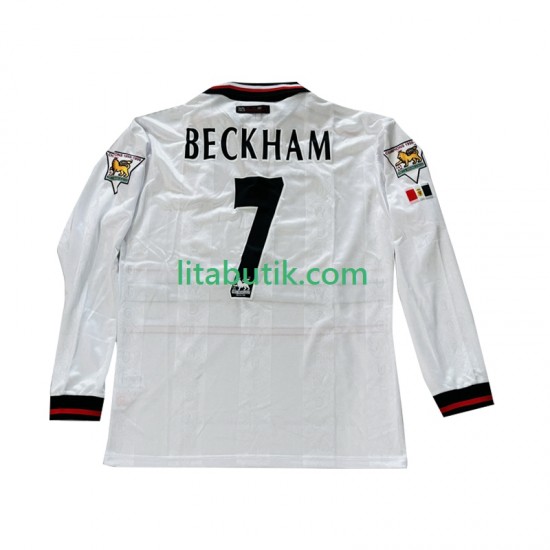 Manchester United Beckham 7 Retro Män Borta Fotbollströja 1998 1999 Långärmad