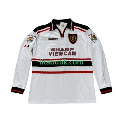 Manchester United Beckham 7 Retro Män Borta Fotbollströja 1998 1999 Långärmad