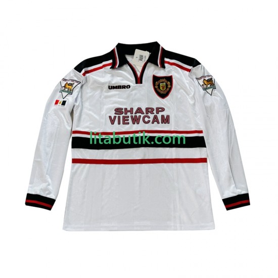 Manchester United Beckham 7 Retro Män Borta Fotbollströja 1998 1999 Långärmad