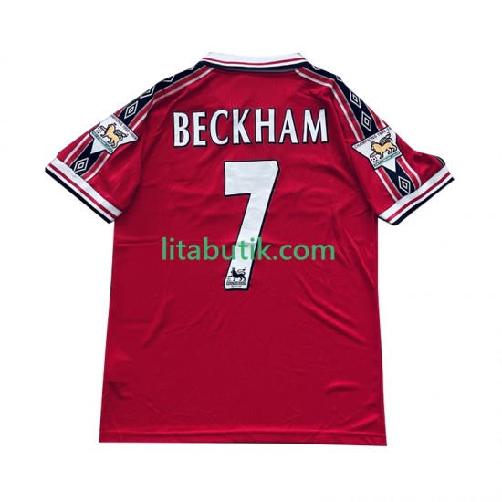 Manchester United Beckham 7 Retro Män Hemma Fotbollströja 1998 1999 Kortärmad