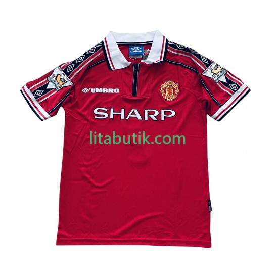 Manchester United Beckham 7 Retro Män Hemma Fotbollströja 1998 1999 Kortärmad