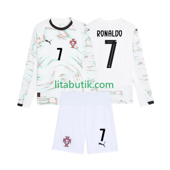 Portugal Cristiano Ronaldo 7 Barn Borta Fotbollströja 2025 Långärmad