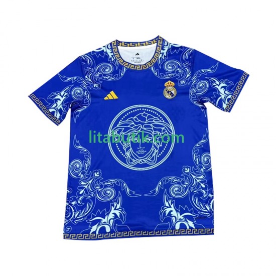 Real Madrid Versace Blue Edition Män Hemma Fotbollströja 2024-2025 Kortärmad