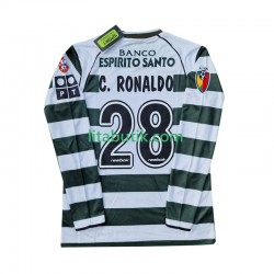 Sporting Lissabon Cristiano Ronaldo 28 2001 2003 Retro Män Hemma Fotbollströja Långärmad