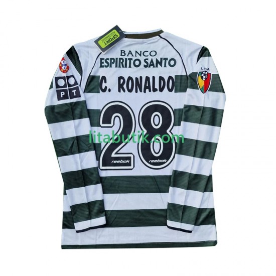 Sporting Lissabon Cristiano Ronaldo 28 2001 2003 Retro Män Hemma Fotbollströja Långärmad