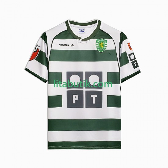 Sporting Lissabon 2001 2003 Retro Män Hemma Fotbollströja Kortärmad