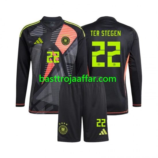 Tyskland Ter Stegen 22 Målvakt Barn Hemma Fotbollströja Euro 2024 Långärmad