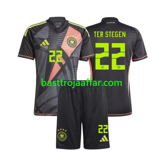 Tyskland Ter Stegen 22 Målvakt Barn Hemma Fotbollströja Euro 2024 Kortärmad