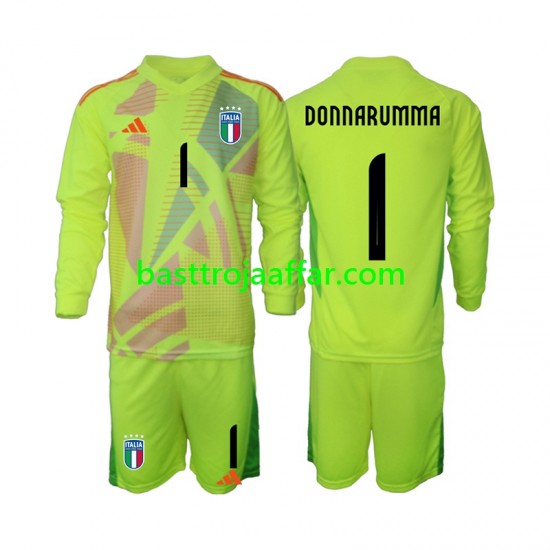 Italien Donnarumma 1 Målvakt Barn Hemma Fotbollströja Euro 2024 Långärmad