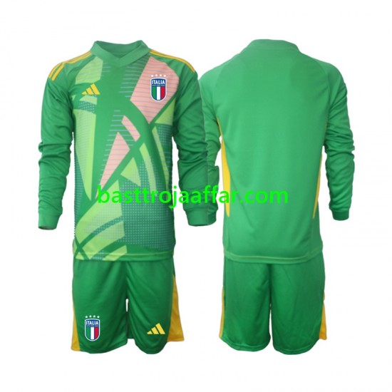 Italien Målvakt Barn Borta Fotbollströja Euro 2024 Långärmad