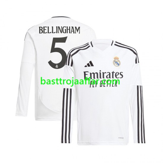 Real Madrid Jude Bellingham 5 Män Hemma Fotbollströja 2024-2025 Långärmad