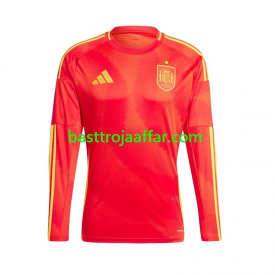 Spanien Män Hemma Fotbollströja Euro 2024 Långärmad
