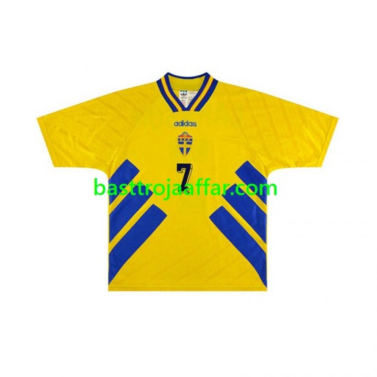 Sverige Henrik Larsson 7 1994 Retro Män Hemma Fotbollströja Kortärmad