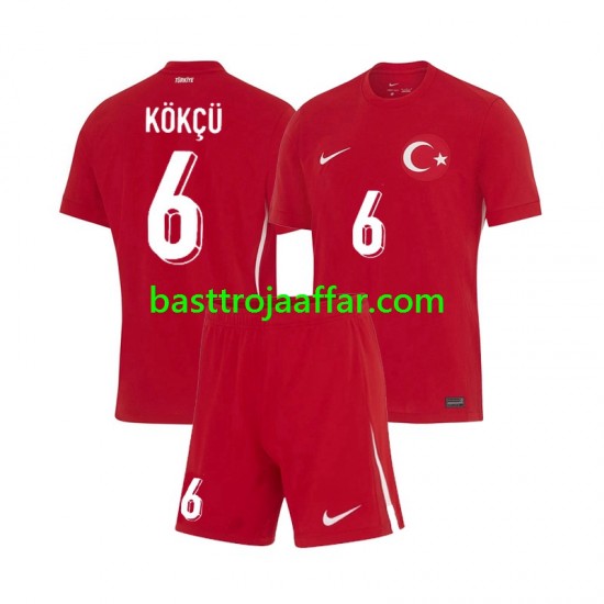 Turkiet Orkun Kokcu 6 Barn Borta Fotbollströja Euro 2024 Kortärmad