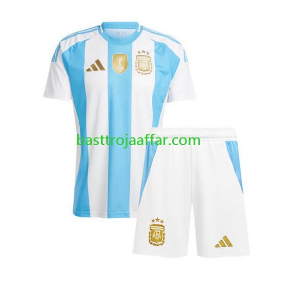 Argentina Barn Hemma Fotbollströja Copa America 2024 Kortärmad