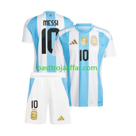 Argentina Lionel Messi 10 Barn Hemma Fotbollströja Copa America 2024 Kortärmad