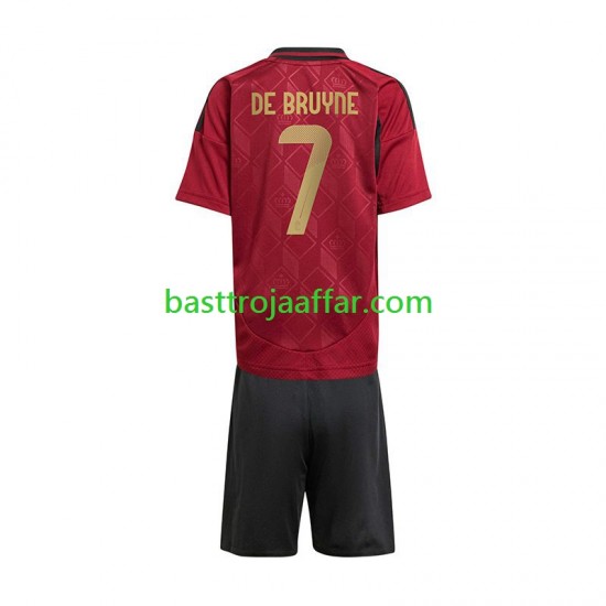 Belgien De Bruyne 7 Barn Hemma Fotbollströja Euro 2024 Kortärmad