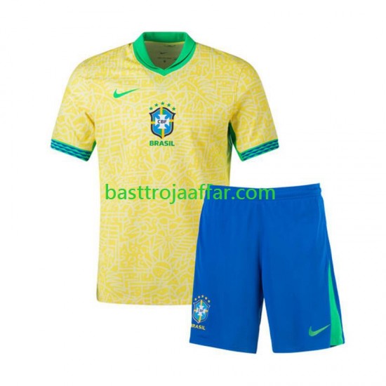 Brasilien Barn Hemma Fotbollströja Copa America 2024 Kortärmad
