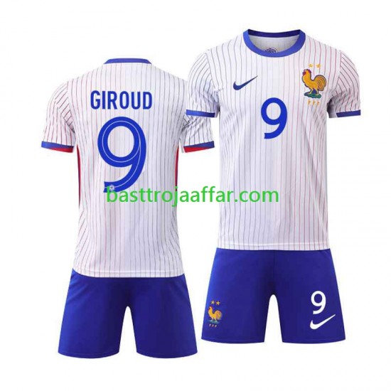 Frankrike Olivier Giroud 9 Barn Borta Fotbollströja Euro 2024 Kortärmad