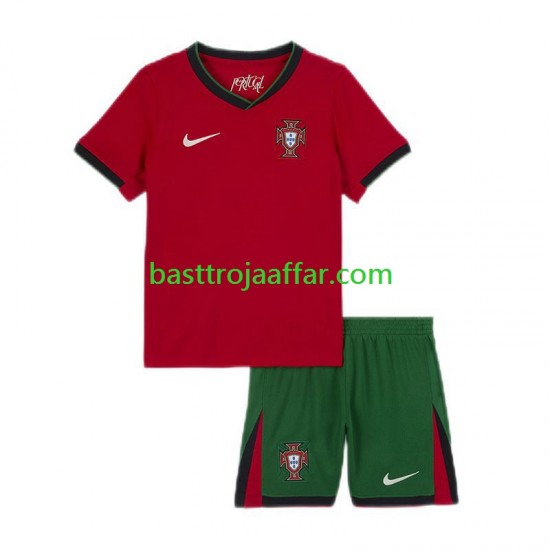 Portugal Barn Hemma Fotbollströja Euro 2024 Kortärmad