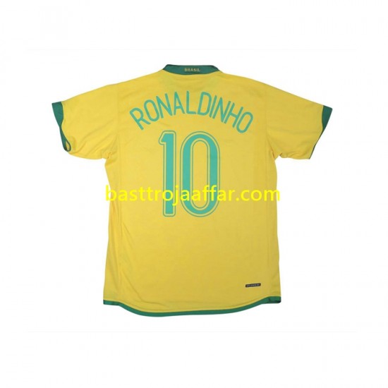 Brasilien RONALDINHO 10 Retro Män Hemma Fotbollströja 2006 Kortärmad