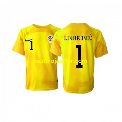 Kroatien Dominik Livakovic 1 Målvakt Män Hemma Fotbollströja VM 2022 Kortärmad Kroatien Dominik Livakovic 1 Målvakt Män Hemma Fotbollströja VM 2022 Kortärmad