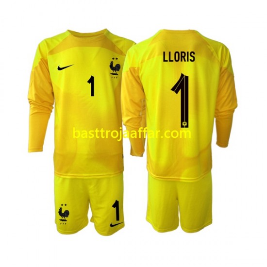 Frankrike Hugo Lloris 1 Målvakt Barn Tredje Fotbollströja VM 2022 Långärmad