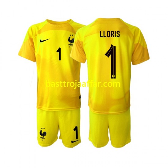 Frankrike Hugo Lloris 1 Målvakt Barn Tredje Fotbollströja VM 2022 Kortärmad