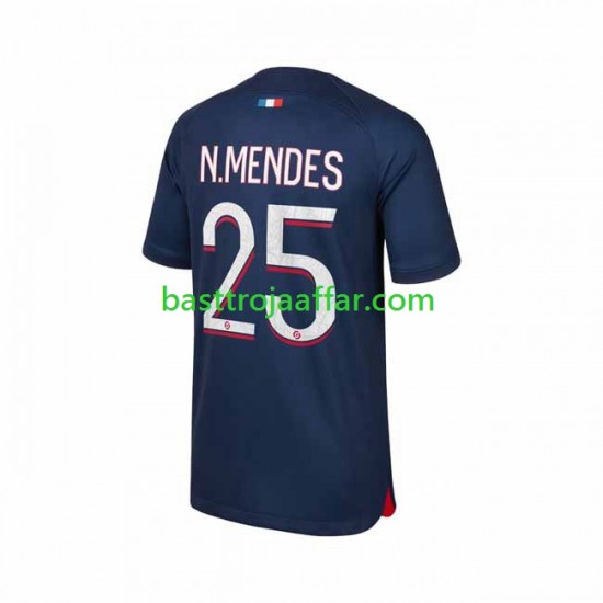 Paris Saint-Germain N.Mendes 25 Män Hemma Fotbollströja 2023-2024 Kortärmad