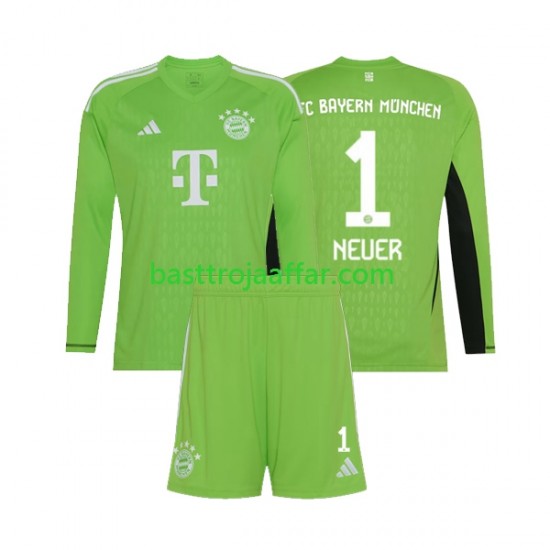 FC Bayern München Manuel Neuer 1 Målvakt Barn Borta Fotbollströja 2023-2024 Långärmad