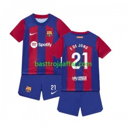 FC Barcelona Frenkie de Jong 21 Barn Hemma Fotbollströja 2023-2024 Kortärmad