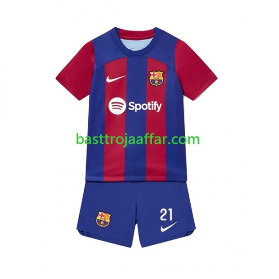 FC Barcelona Frenkie de Jong 21 Barn Hemma Fotbollströja 2023-2024 Kortärmad