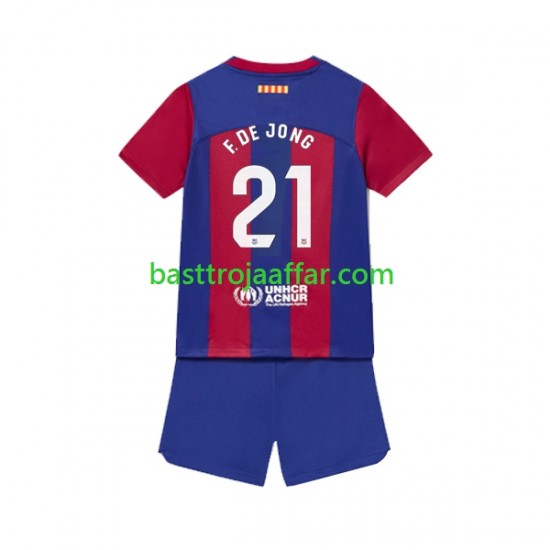 FC Barcelona Frenkie de Jong 21 Barn Hemma Fotbollströja 2023-2024 Kortärmad