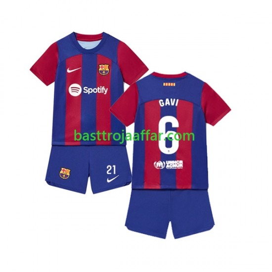 FC Barcelona Gavi 6 Barn Hemma Fotbollströja 2023-2024 Kortärmad