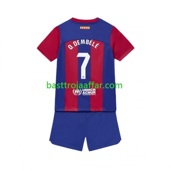 FC Barcelona Ousmane Dembele 7 Barn Hemma Fotbollströja 2023-2024 Kortärmad