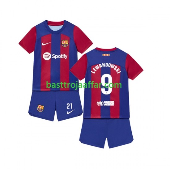 FC Barcelona Robert Lewandowski 9 Barn Hemma Fotbollströja 2023-2024 Kortärmad