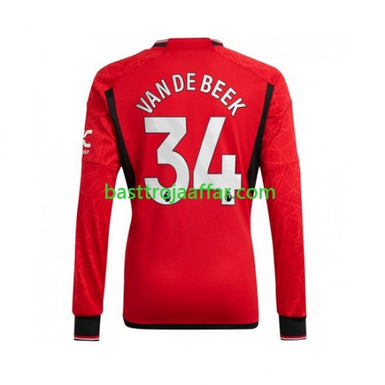 Manchester United Donny van de Beek 34 Män Hemma Fotbollströja 2023-2024 Långärmad