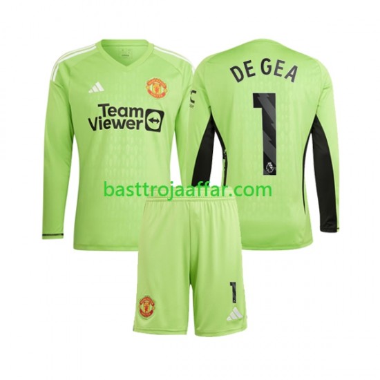 Manchester United De Gea 1 Målvakt Barn Hemma Fotbollströja 2023-2024 Långärmad
