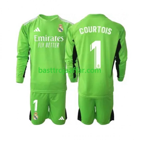 Real Madrid Thibaut Courtois 1 Målvakt Barn Hemma Fotbollströja 2023-2024 Långärmad