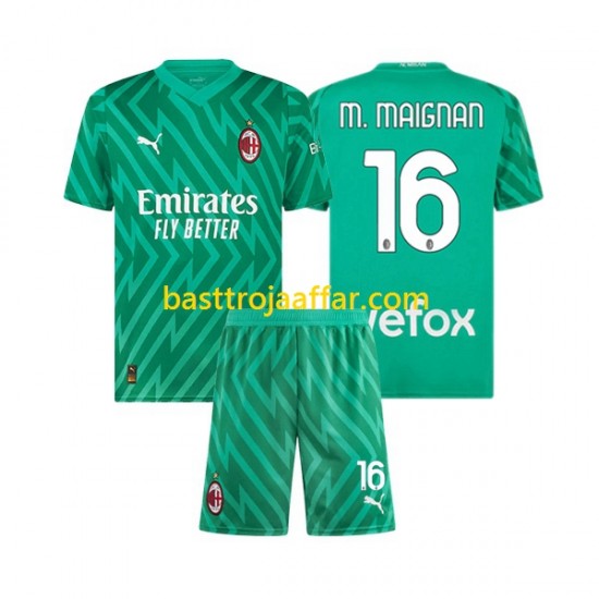 AC Milan Mike Maignan 16 Målvakt Barn Hemma Fotbollströja 2023-2024 Kortärmad