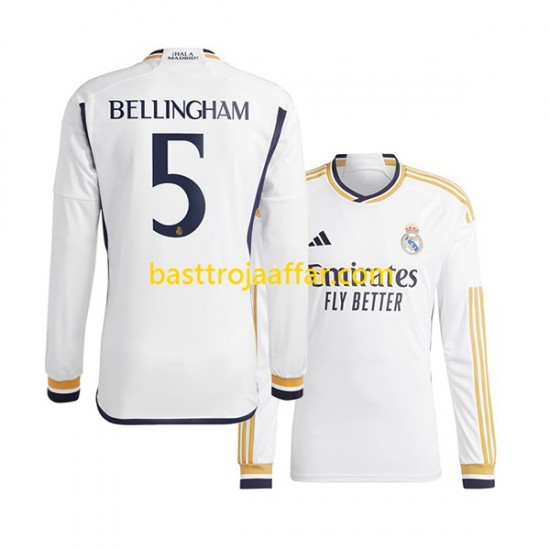 Real Madrid Jude Bellingham 5 Män Hemma Fotbollströja 2023-2024 Långärmad