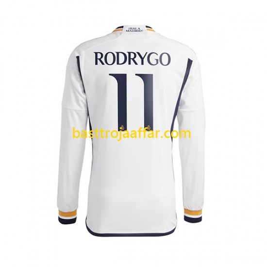 Real Madrid Rodrygo Goes 11 Män Hemma Fotbollströja 2023-2024 Långärmad